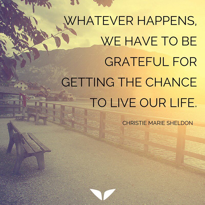 to be grateful Whatever happens, we have to be grateful for getting the chance to live our life.