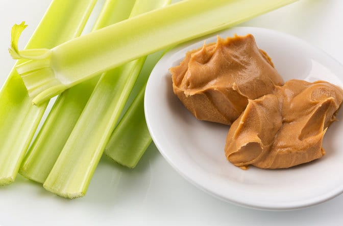 Celery and almond butter Celery and almond butter